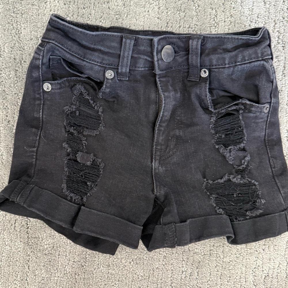 Aeropostale Black Jean Shorts Distressed Style